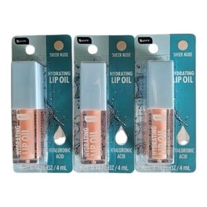 B Pure Hydrating Lip Oil Hyaluronic Acid Sheer Nude 0.14 Fl Oz - Bundle of 3
